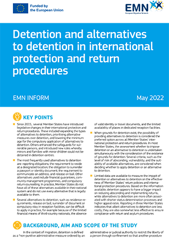 Cover EMN Inform: Detention and alternatives to detention Cover EMN Inform: Detention and alternatives to detention